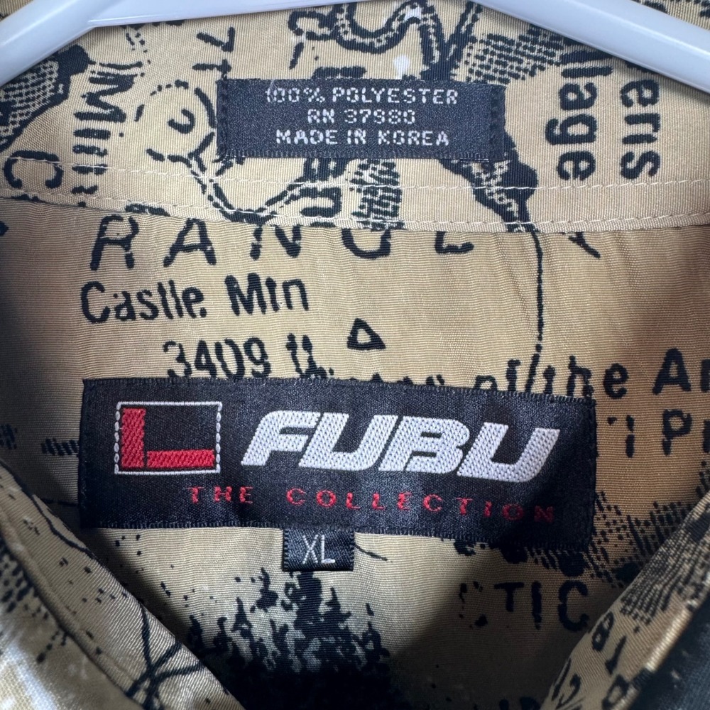 FUBU The Collection Mens XL Alaska Map Dog Sled Long Sleeve Shirt Y2K - Picture 3 of 9